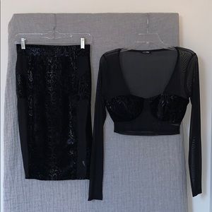 Black mesh & animal print set